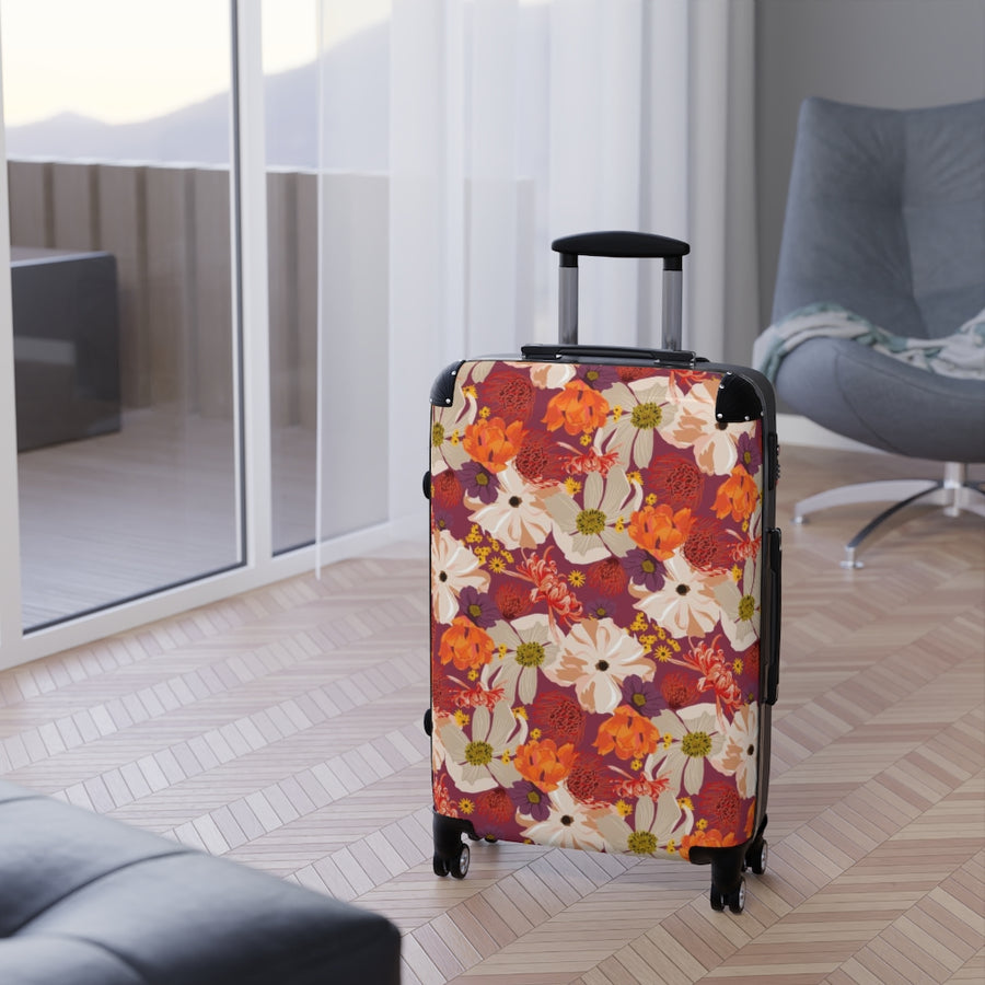 Fall Floral Patterned Suitcases