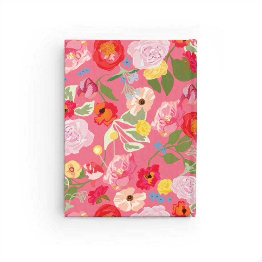 Bright Pink Floral Hardcover Journal - Blank Pages