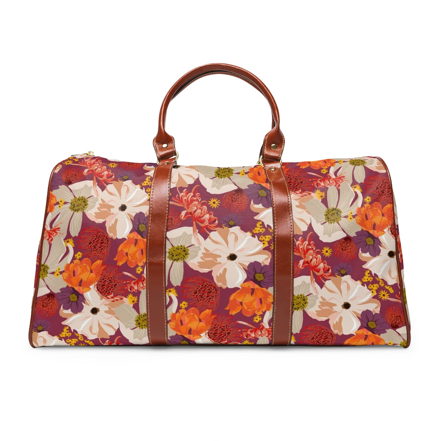 Fall Floral Patterned Waterproof Travel Bag