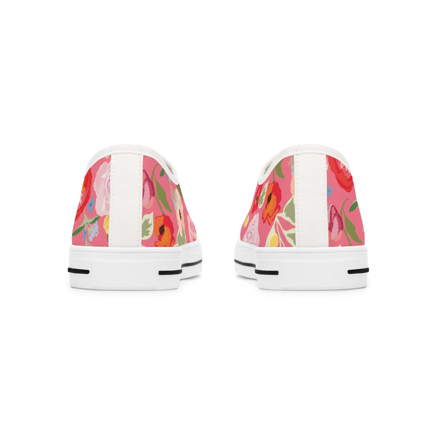 Bright Pink Floral Bouquet Women's Low Top Sneakers