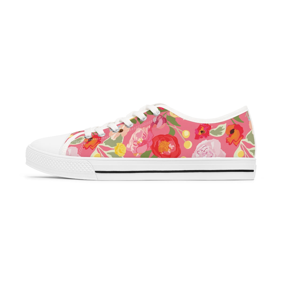 Bright Pink Floral Bouquet Women's Low Top Sneakers