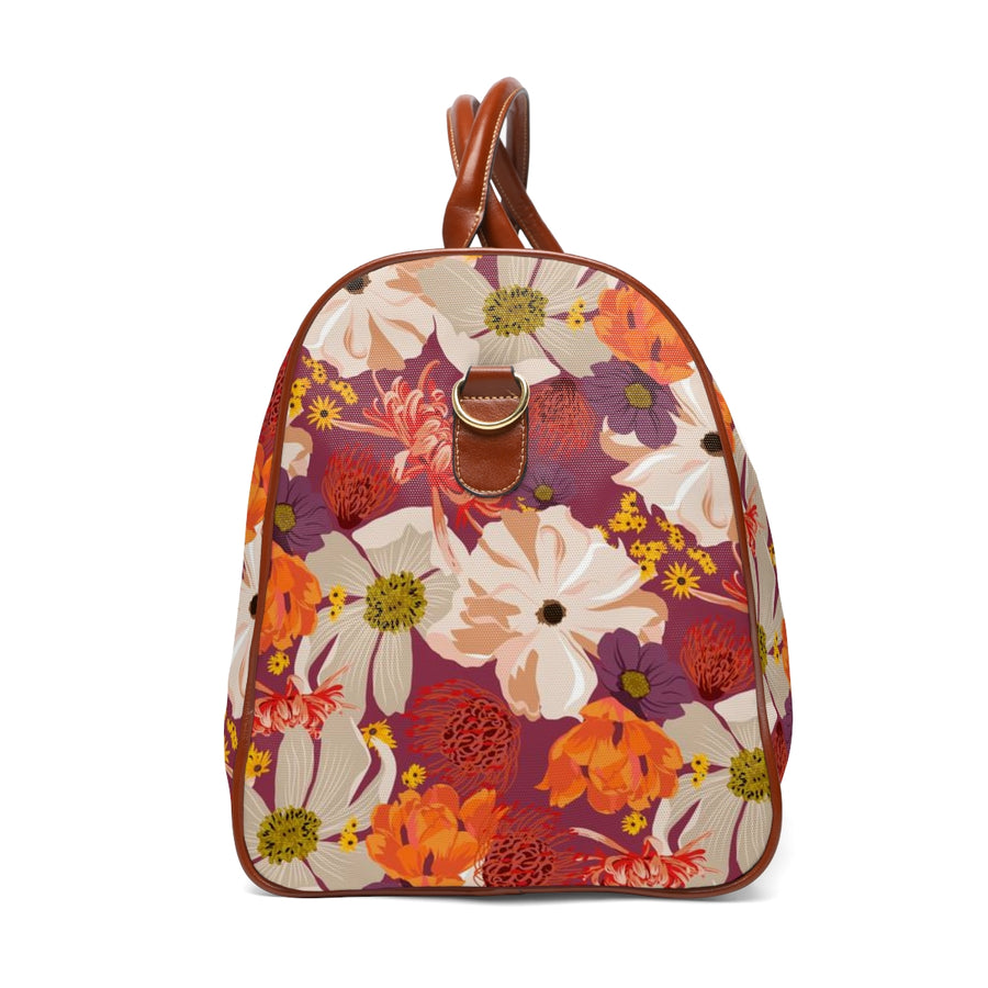 Fall Floral Patterned Waterproof Travel Bag