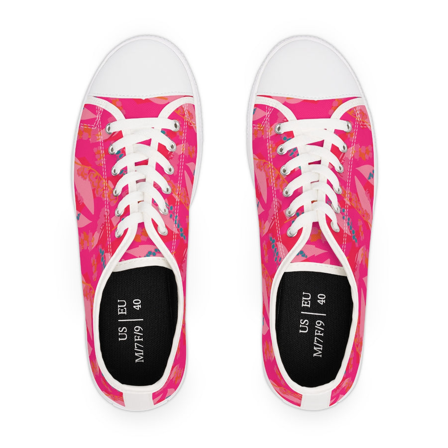 Pink Floral Lily of the Valley Women's Low Top Sneakers