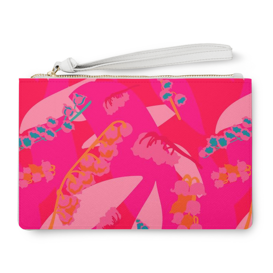 Pink Floral Lily of the Valley Clutch Bags