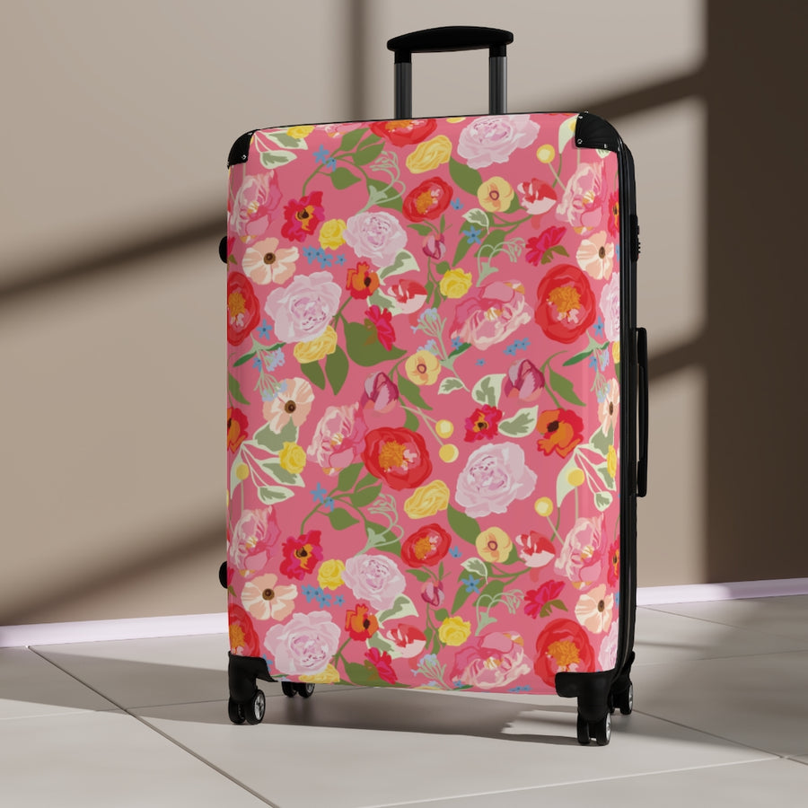 Bright Pink Bouquet Suitcases