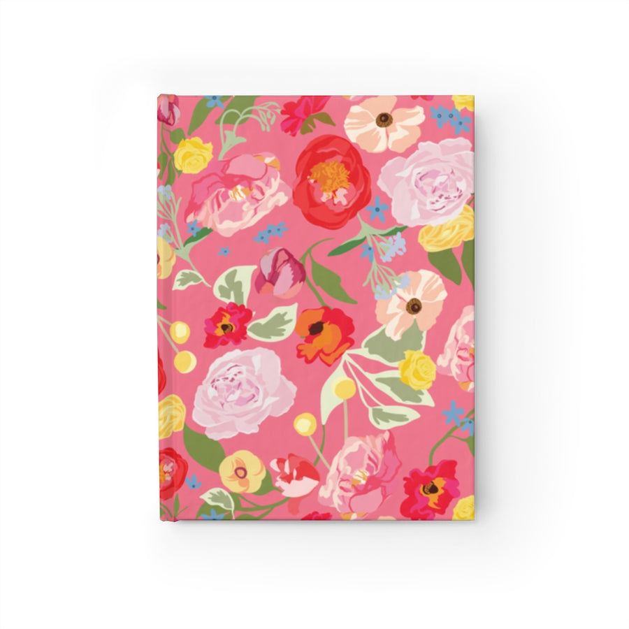 Bright Pink Floral Hardcover Journal - Ruled Line