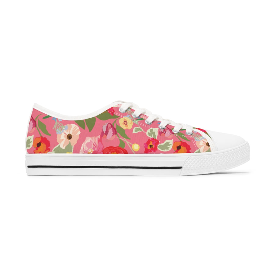Bright Pink Floral Bouquet Women's Low Top Sneakers