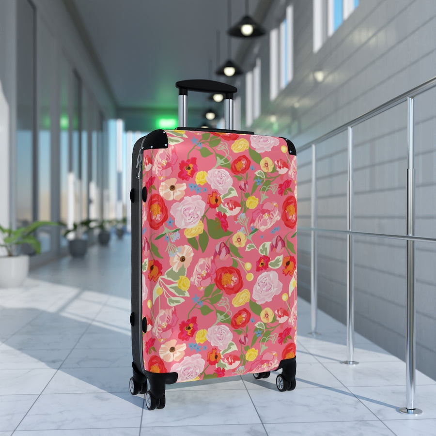 Bright Pink Bouquet Suitcases