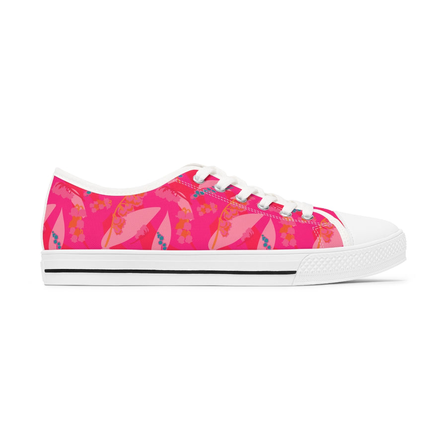 Pink Floral Lily of the Valley Women's Low Top Sneakers