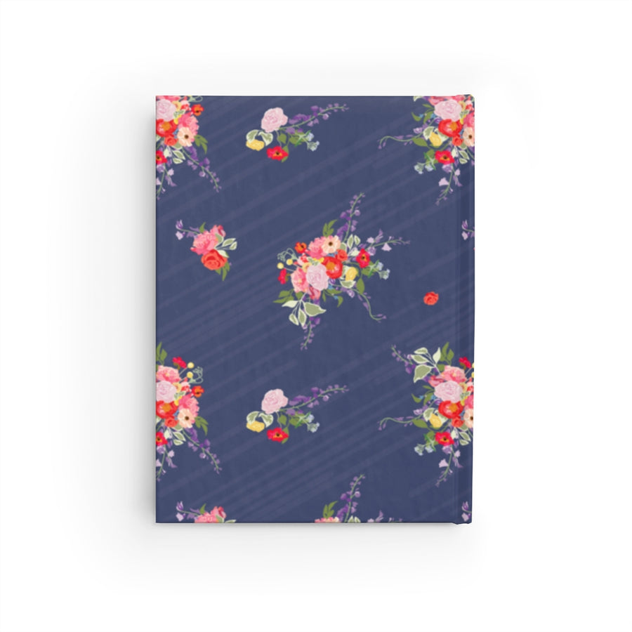 Navy Floral Hardcover Journal - Ruled Line