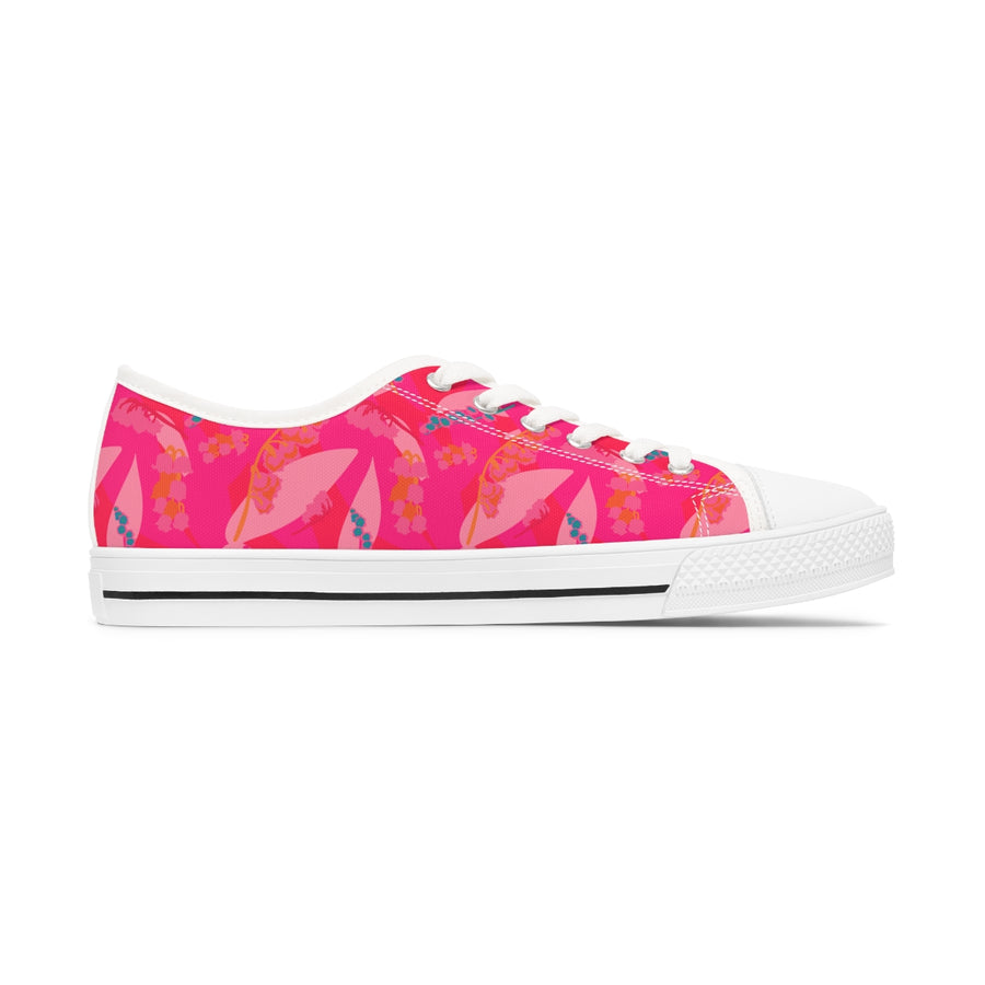 Pink Floral Lily of the Valley Women's Low Top Sneakers