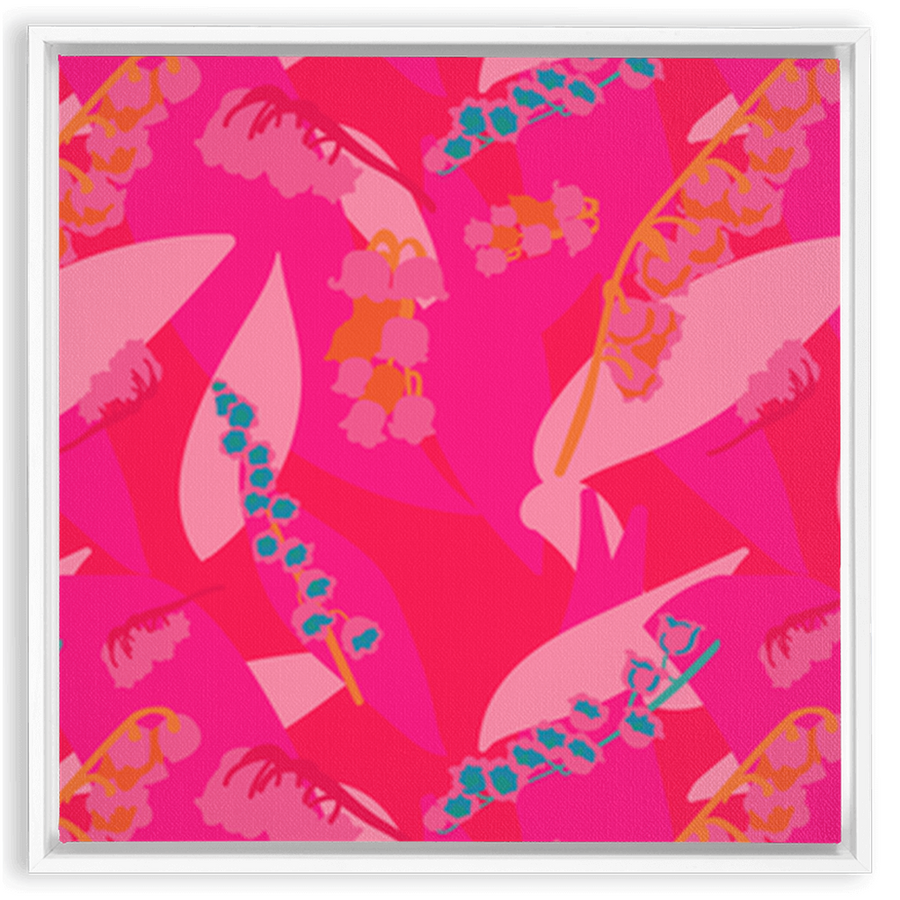 Pink Lily of the Valley Art - Framed Canvas Wraps
